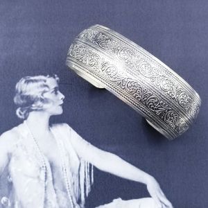 Vintage Tibetan silver filigree cuff bracelet